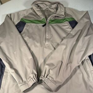 Nike Golf FitStorm‎ L Gray Green Pullover Wind Jacket Quarter Zip